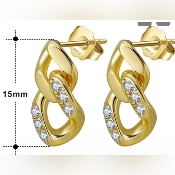 925 Sterling Silver Zircon White Gold Plated Rhodium Plated Earrings Studs - Picture 6 of 9